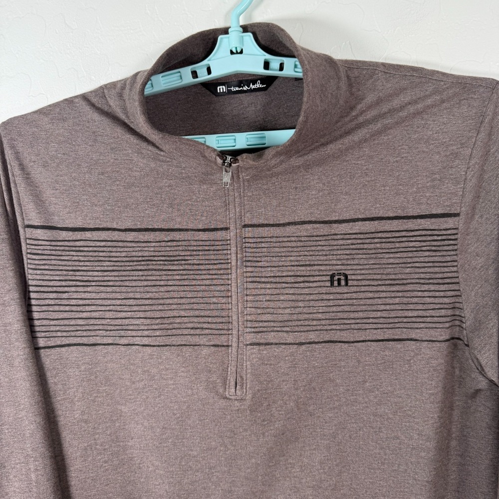 Travis Mathew Sweater 1/4 Zip Pullover Mens XL Brown Golf Performance Stretch